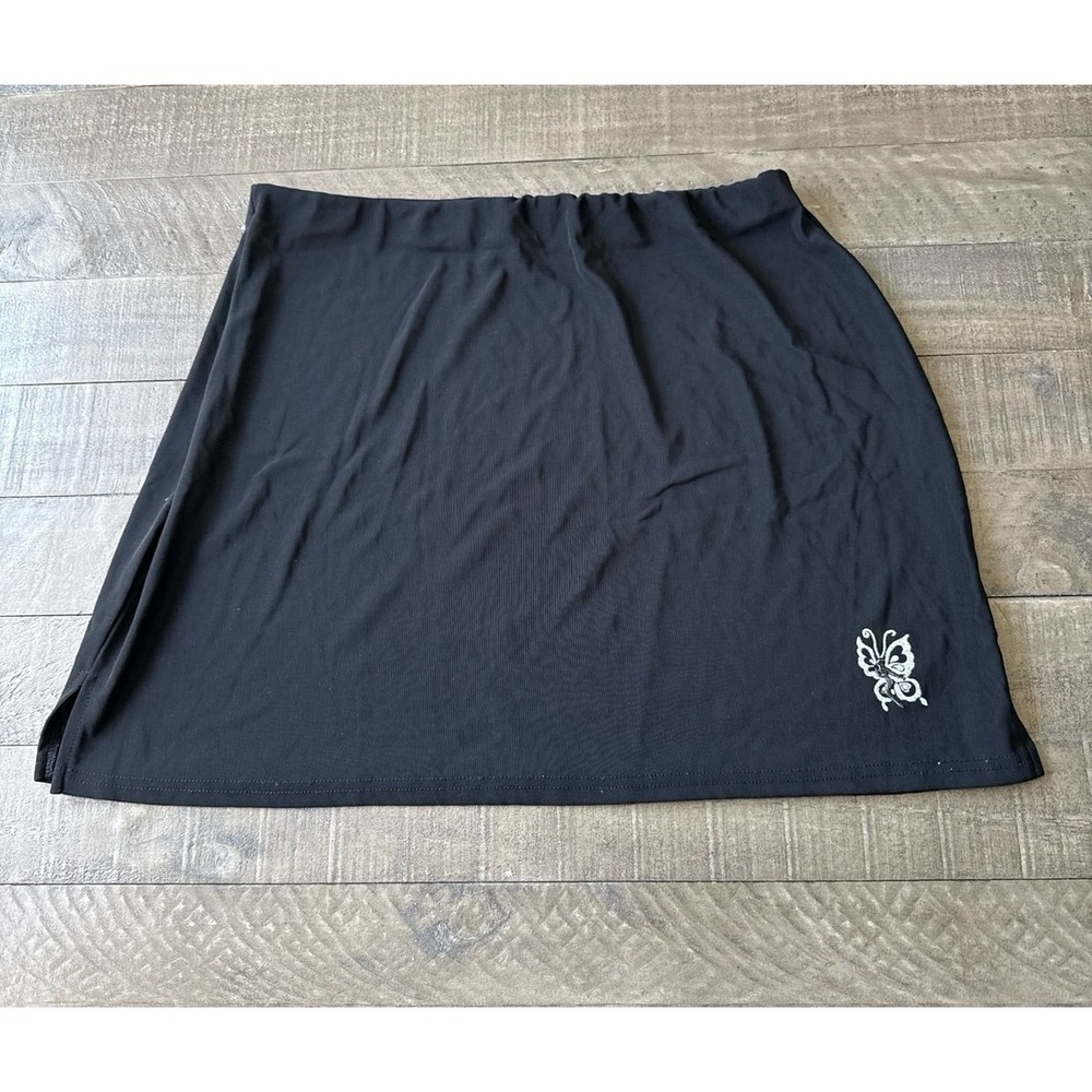 Entrancy Women's Black Silver Fairy Y2K Nylon Skirt Size‎ 3X